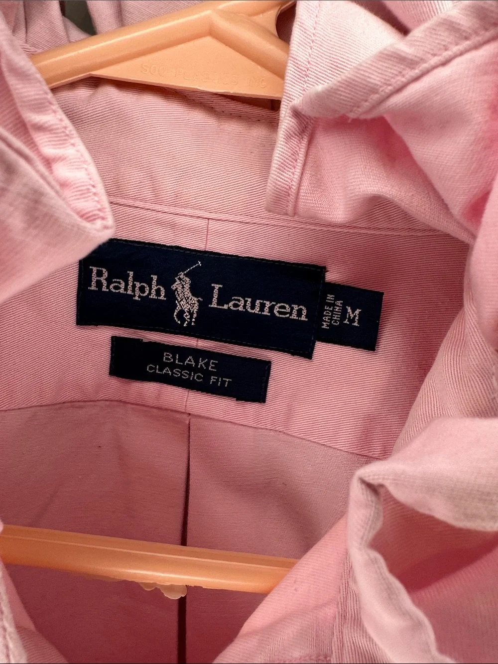 Ralph Lauren Light Pink Oxford Ruffled collar Shirt with Blue Pony - Picture 3 of 5